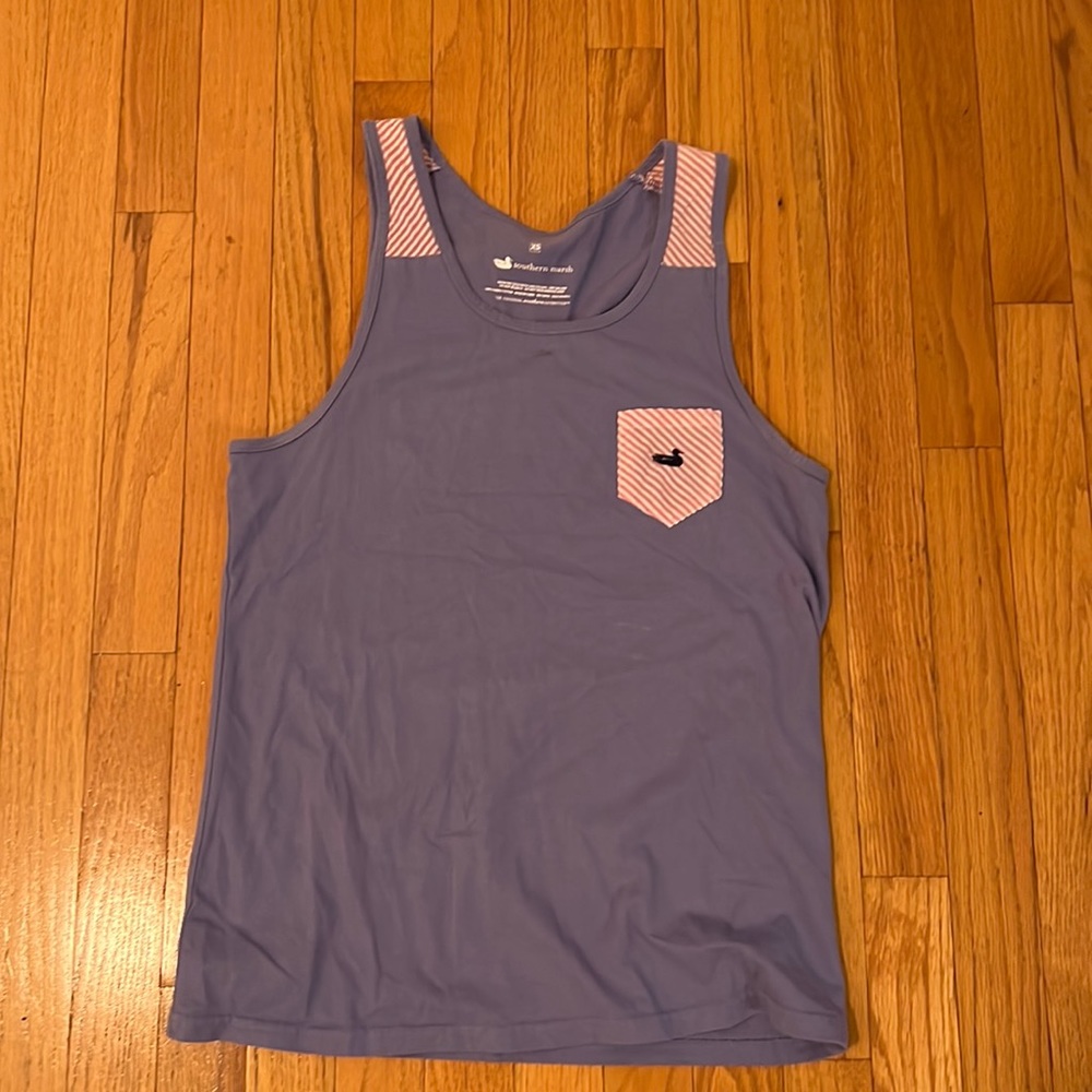 Southern Marsh Blue and Pink Duck Pocket Tank Top